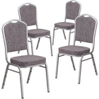 Flash Furniture HERCULES Series Crown Back Stacking Banquet Chairs with Herrwithgbone Fabric & Silver Frame - 4 Pack-500 lb. Weight Capacity