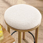 Modway Fable Boucle Fabric Counter Stools - Oak Ivory - Set of 2-Wood Frame