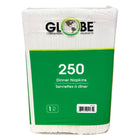 Globe Commercial NAP100 Dinner Napkins - 1/8th Fold - 15" x 17" - 1-Ply - White - 250 Napkins/Pack - 12 Pack-Durable enough for 1 napkin to last entire meal