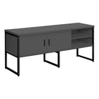 Monarch Specialties 72" L Office Credenza - Storage Doors - Grey Laminate - Black Metal-Sleek and contemporary 72"l grey laminate, commercial grade office credenza with modern black metal adjustable legs and a fully finished back for a trendy and stylish home office or professional setting