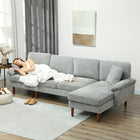 HOMCOM Changeable Sectional Sofa with Chaise Lounge - Grey-2 extra pillows and 2 arm cushions add comfort and enhance aesthetics
