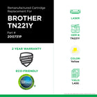 CIG Brother TN221BK Remanufactured Toner Cartridge - Standard Yield - Yellow-Environmentally Friendly: Remanufactured from an original Brother recycled cartridge