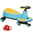 Qaba Kids Wiggle Swing Car, No Batteries w/Parent Traction Rope, Music - Blue-Kid-powered: feet on footrests and steering wheel motion propel the car 