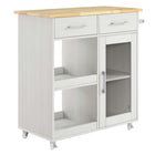 Modway Culinary Kitchen Cart With Towel Bar - White Natural-Modern Kitchen Cart