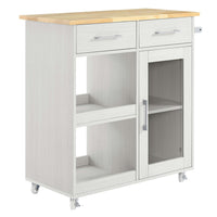 Modway Culinary Kitchen Cart With Towel Bar - White Natural-Modern Kitchen Cart