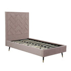 Manhattan Comfort Crosby 81.1" Modern Velvet Upholstered Twin-Size Bed - Blush-44.5" L x 81.1" W x 59.1" H