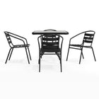 Flash Furniture 31.5" Square Glass Metal Table with 4 Black Metal Aluminum Slat Stack Chairs-Square Table