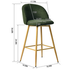 Homy Casa 26'' Counter Height Bar Stools with Green Upholstered Fabric Seat - 2 Pack-Perfect Height: 26" seat height, ideal for counters or tables ranging from 40" to 43" in height