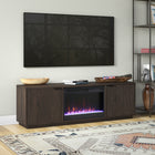 Hudson&Canal Mansfield TV Stand with 26" Crystal Fireplace for TV's up to 78" - Alder Brown-Features easy assembly