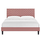 Modway Leah Chevron Tufted Performance Velvet King Platform Bed - Dusty Rose-Assembly Required