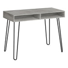 Monarch Specialties 7773 40" Computer Desk - Grey/Black Metal-Computer desk in a grey wood-look laminate finish featuring 2 open storage cubbies