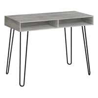 Monarch Specialties 7773 40" Computer Desk - Grey/Black Metal-Computer desk in a grey wood-look laminate finish featuring 2 open storage cubbies