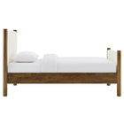 Modway Maven Twin Size Boucle Upholstered Platform Bed - Feather Walnut-Wood Slat Support