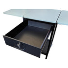 Eddie's Folding Retail Utility Cart with Locking Drawer - 48" W x 20" D-Reliable Storage: The locking drawer and a sturdy bottom shelf offer secure storage for tools and supplies, ensuring that everything you need is within reach
