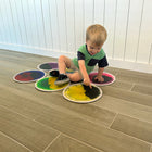 Kore Design Liquid Floor Tiles - Assorted Colors - Disc - 12" - Set of 9-Ideal for home and classroom settings: These floor activity mat tiles are hassle-free, requiring no installation. Perfect for nursery settings to teach colors or for teachers to guide kids to specific spots, it can also be utilized for interactive games or simply having fun with friends. The vibrant and attractive colors effortlessly capture the attention of little ones, serving as visual stimuli to help them identify different colors