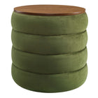 Modway Mezzo Round Performance Velvet Storage Ottoman - Moss Green-Channel Tufted