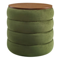 Modway Mezzo Round Performance Velvet Storage Ottoman - Moss Green-Channel Tufted