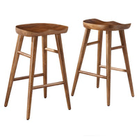 Modway Saville Backless Wood Counter Stools - Walnut - Set of 2-Solid Mango Wood Counter Stools