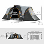 Outsunny 5-6 Person Outdoor Camping Tent with Lighting Hook, Carrying Bag - Grey/Black-A carrying bag included for easy transportation