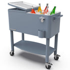 Permasteel 80 qt Rolling Patio Cooler with Divider & Shelf - Blue-Additional features: Bottle opener, cap catcher