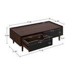 Manhattan Comfort Duane Mid-Century Modern End Table and Coffee Table - Dark Brown and Black - Set of 2-Perfect for Bedside Storage, Lamps or Display Items