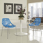 Modway Stencil Plastic Dining Side Chair - Blue - 2 Pack-Either indoor or outdoor use