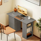 HOMCOM 47.25" Computer Desk with Storage - Grey-Three drawers and three open shelves for storage and organization 