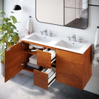 Modway Scenic 48" Double Wall-Mount Bathroom Vanity - Cherry/White-Drywall Friendly Mounting Cleat