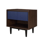 Manhattan Comfort Duane 20.23" Mid-Century Modern Nightstand 2-Piece Set - Dark Brown/Navy Blue-Perfect for Bedside Storage, Lamps or Display Items