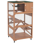PawHut Catio 34" L Outdoor Cat House on Wheels - Orange-Combines cat ramps, sleeping boxes, hammocks, and platforms 