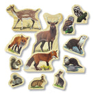 Yellow Door Woodland Animal Families Wooden Characters 12-Piece Set-Members of each family face each other for extra play value. This also works across families, increasing opportunities for imaginary play and the development of storytelling skills. The flat bases allow the animals to be used in an upright position to better facilitate such play.