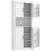 HOMCOM 73" H Kitchen Pantry Cabinet with Door Shelves - White-Two cabinets and 12 door shelves maximize storage space 