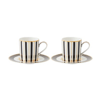 Maxwell & Williams Regency Black Demi Tasse Cup and Saucer - 100 ml - Set of 2 - 2 Pack-Handwashing Recommended
