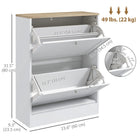 HOMCOM Slim Shoe Cabinet with 2 Flip Drawers & Adjustable Shelves - White-Modern style complements any decor