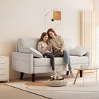 HOMCOM 66.5" Velvet Upholstered 3 Seater Sofa Couch with 2 Pillows - Cream White-Multilayer board frame and rubberwood legs ensure lasting durability, supporting up to 794 lb. (360 kg)  