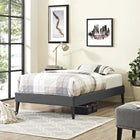 Modway Tessie Fabric Twin Bed Frame with Squared Tapered Legs - Grey-Upholstered in Polyester
