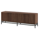 Hudson&Canal Montello Rectangular Fluted TV Stand for TV's up to 78" - Satin Walnut-The top has a weight capacity of 75lbs, inside storage area can hold 35 lbs on each shelf
