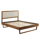 Modway Willow Wood Full Platform Bed with Angular Frame - Walnut Beige-Assembly Required
