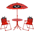 Outsunny Kids Folding Picnic Table & Chair Set with Sun Umbrella - Red-Solid structure composed of metal pipes ensures security   