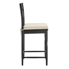 Modway Jax Oak Wood Counter Stool With Wavy Razor Back and Cushion - Black Oatmeal Stripe-Armless Design
