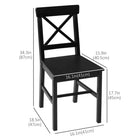 HOMCOM Farmhouse Wood Dining Chairs with Cross Back - Black - Set of 2-Solid wooden frame is stable and reliable for use
