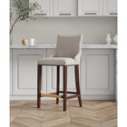 Manhattan Comfort Shubert 22.64" Modern Leatherette Upholstered Barstool - Light Grey-Frame Made of Solid Beech Wood with Rich Dark Finish - Features a Gold Metal Foot Plate
