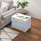 HOMCOM LED Nightstand with 2 Drawers - White-Adjust the LED light via the in-line switch or Bluetooth APP for convenience