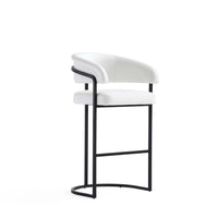 Manhattan Comfort Augusta 22.8" Modern Leatherette Upholstered Barstool - White-Modern Barstool with Backrest Perfect for Bar and Kitchen Use