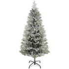 HOMCOM 5' Snow-Flocked Pencil Artificial Christmas Tree - Green-Christmas decoration shaped like a cypress tree 