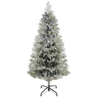 HOMCOM 5' Snow-Flocked Pencil Artificial Christmas Tree - Green-Christmas decoration shaped like a cypress tree 