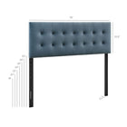 Modway Emily Stain-Resistant Performance Velvet King Size Headboard - Cadet Blue-Button Tufting