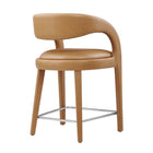 Modway Pinnacle Vegan Leather Counter Stool - Tan Silver - Set of 2-7