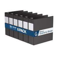 Davis Group Premium Economy Binder - D Ring - 3" - Black - 6 Pack-3 Ring Binder