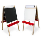 Crestline Adjustable Paper Roll Easel - Black-Multi-functional easel that has a dry-erase board on one side and a chalkboard on the reverse